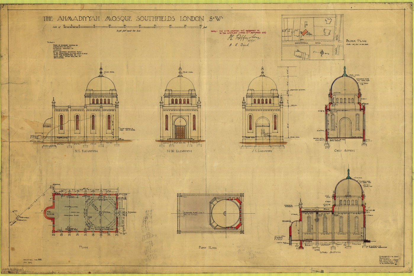 The original drawings: elevations, plans and section