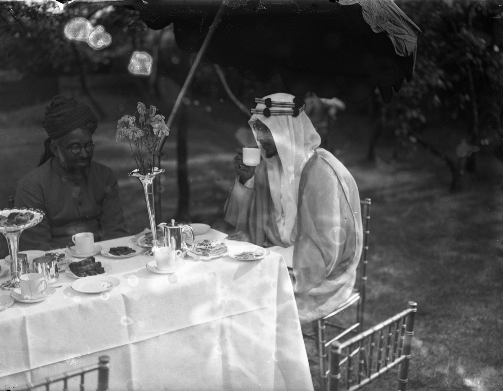 HRH Prince Saud of Saudi Arabia with Imam Abdur Raheem Dard at a special reception at The Fazl Mosque on 10 July 1935