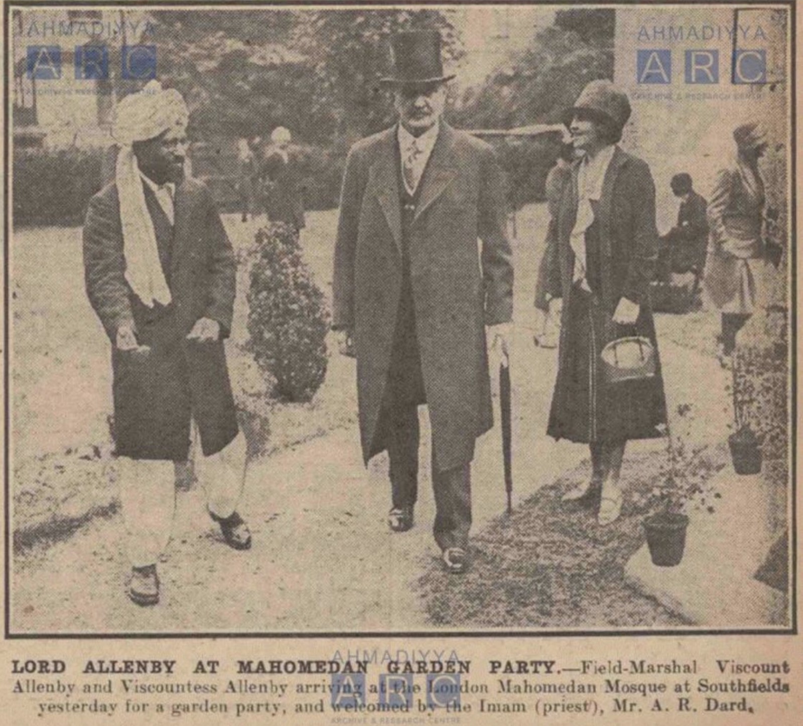 Viscount Allenby at The Fazl Mosque, 31 May 1928
