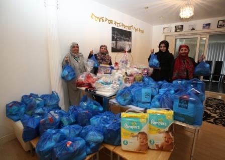 Ahmadiyya Muslim Women Association donate 57 hamper bags to victims of domestic violence