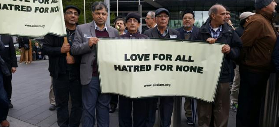 Muslims from Bait ul Ahad Mosque in Walthamstow join vigil in Westminster to mark anniversary of terror attack