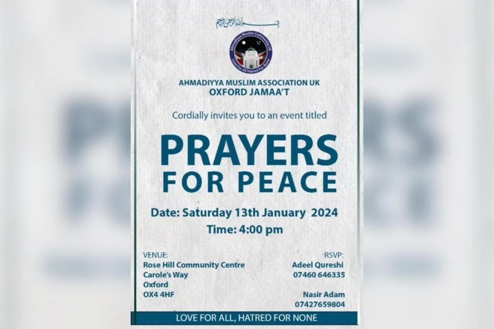 Oxford Ahmadiyya Muslim Community to hold peace event